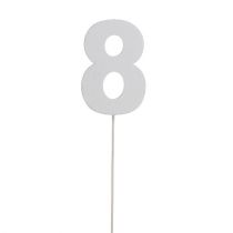 Article Chiffre anniversaire blanc „8 » sur tige L. 27 cm 10 p.