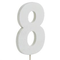 Chiffre anniversaire blanc „8 » sur tige L. 27 cm 10 p.