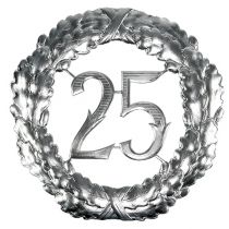 Article Anniversaire numéro 25 en argent Ø40cm