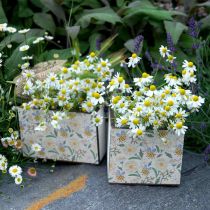 Boîtes à planter, décoration en bois, boîte décorative avec abeilles, décoration printanière, shabby chic L15/12cm H10cm lot de 2