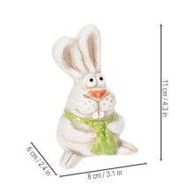 Article Figurines de lapins de Pâques, décorations en céramique peintes à la main, motif amusant pour la décoration de Pâques, 11 cm, lot de 4