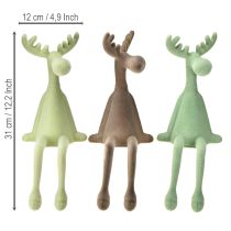 Article Élan Figurine bord d’étagère Vert marron menthe 31cm 3pcs