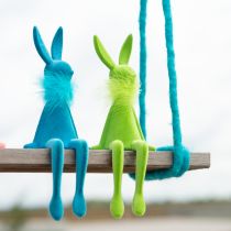 Article Lapin décoratif mignon pour Pâques, à poser sur un rebord de fenêtre, 36 cm, lot de 2