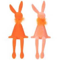 Article Lapin de Pâques à poser, figurine de lapin de Pâques assis pour Pâques et le printemps, 27 cm, lot de 2