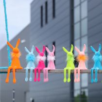 Article Lapin de Pâques à poser, figurine de lapin de Pâques assis pour Pâques et le printemps, 27 cm, lot de 2