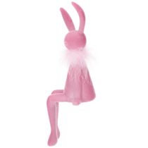 Article Figurine de lapin de Pâques avec boa en plumes, à poser sur une étagère, figurine décorative de Pâques, 27 cm, 2 pièces