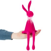 Article Décoration de Pâques : lapin à poser sur une étagère ou un buffet, avec boa en plumes, 36 cm, lot de 2.