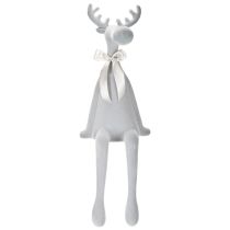 Article Figurine décorative d'élan floqué avec nœud, à poser sur une étagère, 80 cm