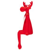 Article Figurine décorative d'élan avec nœud, assis, floqué, à poser sur une étagère, 54 cm