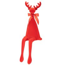 Article Figurine décorative d'élan, à poser sur une étagère, floquée, avec nœud papillon, 80 cm
