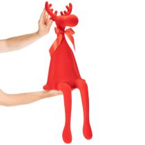 Article Figurine décorative d'élan, à poser sur une étagère, floquée, avec nœud papillon, 80 cm