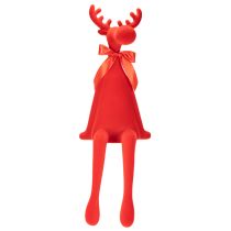 Article Figurine décorative d'élan, à poser sur une étagère, floquée, avec nœud papillon, 80 cm
