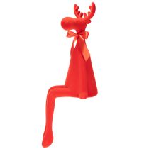 Article Figurine décorative d'élan, à poser sur une étagère, floquée, avec nœud papillon, 80 cm
