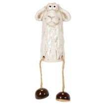 Article Figurine de mouton en céramique, mouton assis, pour Pâques et décoration toute l'année, 18 cm, lot de 3