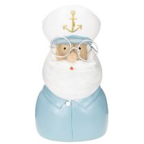 Article Figurine de capitaine, décor maritime avec lunettes et chapeau, 16 cm