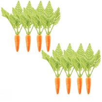 Article Carotte déco carottes floquées orange vert H23cm 8 pcs