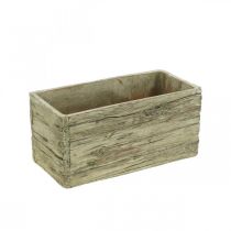 Jardinière béton rectangulaire aspect bois marron 23×10.5cm H11cm