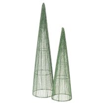 Article Cônes à fleurs en métal vert, pour compositions florales, 62 cm, lot de 2
