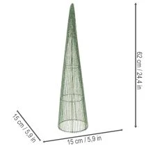 Article Cônes à fleurs en métal vert, pour compositions florales, 62 cm, lot de 2