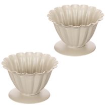 Article Bol, gobelet, calice de fleur, décor couleur crème, 9 cm