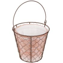 Article Pot de fleur en céramique anse de panier métal marron Ø18cm