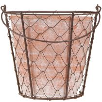 Article Pot de fleur en céramique anse de panier métal marron Ø18cm