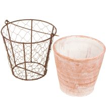 Article Pot de fleurs en céramique avec anse en métal marron Ø18cm