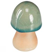 Article Décoration champignons en céramique marron vert bleu décoration automne H6-7.5cm 3 pcs