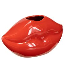 Article Vase décoratif en céramique rouge avec bouche à baiser, 17 x 8,5 x 9 cm