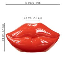 Article Vase décoratif en céramique rouge avec bouche à baiser, 17 x 8,5 x 9 cm
