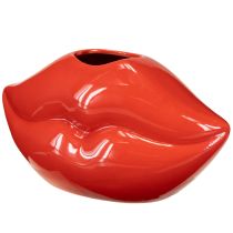 Article Vase décoratif en céramique rouge avec bouche à baiser, 17 x 8,5 x 9 cm
