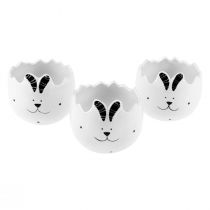 Article Oeufs de Pâques en céramique pot de fleur décoratif Pâques avec lapin de Pâques 9cm 3pcs