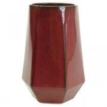 Vase Céramique Flower Vase Rouge Hexagonal Ø14.5cm H21.5cm