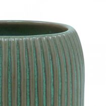 Article Vase en céramique à rainures Vase en céramique vert clair Ø13cm H20cm