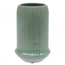 Vase en céramique à rainures Vase en céramique vert clair Ø13cm H20cm