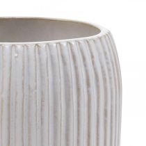 Vase en céramique à rainures Vase en céramique blanche Ø13cm H20cm