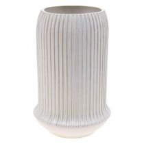 Vase en céramique à rainures Vase en céramique blanche Ø13cm H20cm