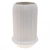 Article Vase en céramique à rainures Vase en céramique blanc Ø13cm H20cm