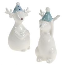 Article Figurine en céramique renne 11cm, 12cm blanc 2pcs