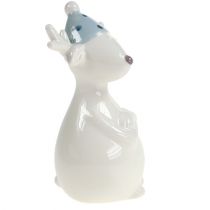 Article Figurine en céramique renne 11cm, 12cm blanc 2pcs