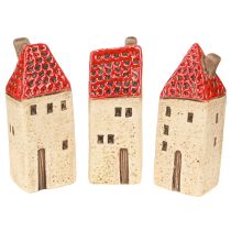 Article Décoration de table en céramique maisons en céramique H11cm 3 pcs