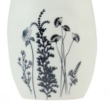 Article Lapin en céramique lapins blancs plumes décoratives fleurs Ø6cm H20.5cm