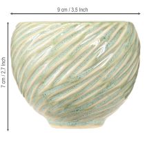Article Bols en céramique au design spirale vert Ø9cm H7cm 4pcs