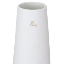 Article Vase en céramique blanc Déco oiseau Ø6,5cm H19cm 2pcs