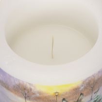 Article Bougie pilier 10 cm, motif paysage d'hiver avec âne et chien