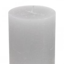 Article Bougies piliers couleur unie gris clair 70×100mm 4pcs