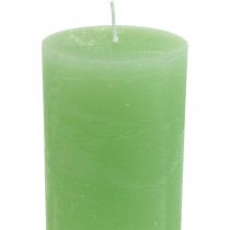 Article Bougies piliers bougies unies vert citron​​​​​​​ 85×200mm 2 pcs
