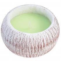 Bougie Citronnelle Bol Vert Céramique Blanc Marron H8cm