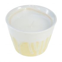 Bougie citronnelle en pot céramique jaune crème Ø8,5cm