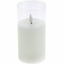 Article Bougie LED en verre cire véritable blanc Ø7.5cm H10cm